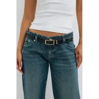 Gina Tricot  - Clean rectangular belt - Vyöt - Musta - M/L - Naiset