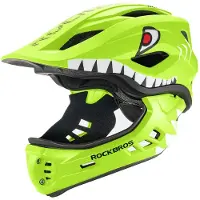 RockBros TT-32004 Shark lasten pyöräilykypärä irrotettavalla leualla koko M (54-58) - vihreä