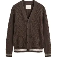 Gant Wool Blend Cable Knit Cardigan - Brown - S