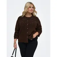 ONLY Carmiggie Ls O-Neck Pearl Cardigan Knt - Brown - 54