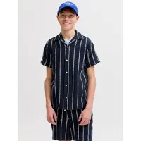 Jack & Jones Jjecoba Stripe Resort Shirt Ss Sn Jnr - Navy - 152
