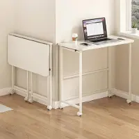 24hShop Kokoontaitettava työpöytä pyörillä ja kokoontaitettavalla pöytätasolla 120x60cm - Valkoinen