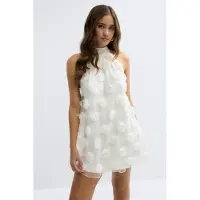Gina Tricot Wide Halterneck Mini Dress - Cream - 36