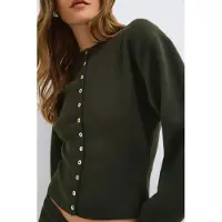 Gina Tricot  - Knitted loungewear cardigan - Neuletakit - Vihreä - L - Naiset