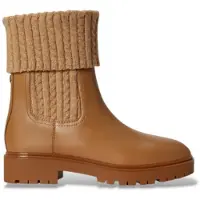 Ralph Lauren for woman. 802P17088002 Camel calfskin and knit Allyson boots (41), Leather, Beige, 1 to 3 cm, 3 to 5 cm, None, Casual