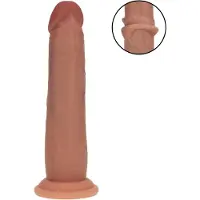 Realrock - kaksinkertaisen tiheä, aidontuntuinen dildo (rusketettu) - 18,5 cm