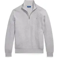 Ralph Lauren Mesh-Knit Cotton Quarter-Zip Sweater - Grey - L