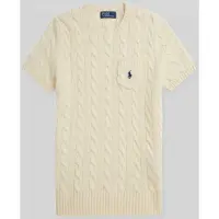 Ralph Lauren Cable Wool-Cashmere Short-Sleeve Sweater - Cream - XL