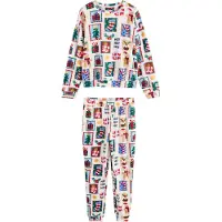Next Pyjama 'Matching Family Christmas' ecru / sininen / vihreä / tummanpunainen