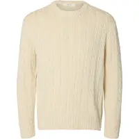 Selected Slmbraun Knit Cable Crew Noos - Cream - S