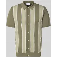 Lindbergh Knitted Polo Cardigan - Green - S
