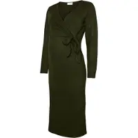 Mamalicious Mlfie Tess L/S Knit Midi Dress 2F - Khaki green - L
