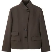 Mango Houndstooth Blazer With A High Neck - Brown - XS