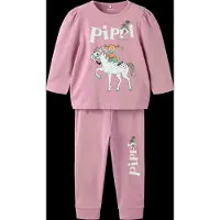 Name It Mini Nmfsiri Pippi Ls Nightset Sky - Pink - 86