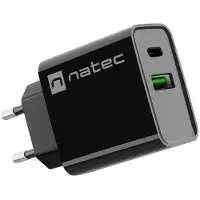 Natec Laturi - - RIBERA - 20W - 1XUSB-A - 1XUSB-C PD3.0 QC3.0 - Musta