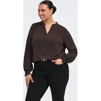 ONLY Carmetta L/S V-Neck Top Wvn Noos - Brown - 50