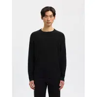 Selected Slhross Ls Knit Structure Crew Neck Noos - Black - XXL