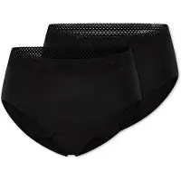 Schiesser Retro Period Panties, 2-Pack, Lace, Black/Dark Blue - Care - Black - S
