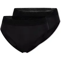 Schiesser Rio Period Panties, 2-Pack, Black Lace - Care - Black - L