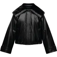 Calvin Klein Faux Leather Short Filled Bomber - Black - M