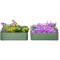 Aosom 2 korotetun kukkalaatikon setti Outsunny 100x100x30cm., vihreä