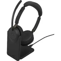 Jabra Evolve3 65 MS -langaton stereokuulokemikrofoni + USB-C-sovitin ja latausteline, musta