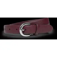 Ralph Lauren Charm Crosshatch Leather Belt - Burgundy - XL