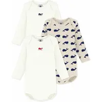 Petit Bateau 3-Pack Long-Sleeve Baby Bodysuits Variante 1 Variante 1 1 Y Kermanvärinen 1 vuotta Pojat, Tytöt