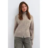 Gina Tricot  - Alpaca funnel knitted cardigan - Neuletakit - Beige - L - Naiset