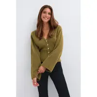Gina Tricot  - Fitted waist knitted cardigan - Neuletakit - Vihreä - XS - Naiset