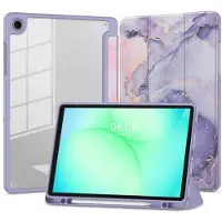 Mtp Products Samsung Galaxy Tab A11+/A9+ Tech-Protect SmartCase Pen Hybrid Tri-Fold Folio kotelo - Violetti marmori