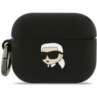 Karl Lagerfeld AirPods Pro 3 Karl Head 3D Silikonikotelo - Musta