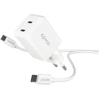 EPICO UltraBoost GaN 35W Wall Charger EA35 with 1.2m USB-C to USB-C Cable | White | 2 × USB-C PD