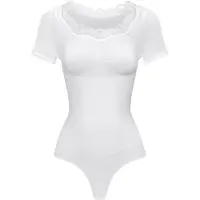 Cfab Muotoileva body 'Lace T-Shirt Bodysuit Sculpting Shapewear with String' valkoinen