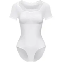 Cfab Muotoileva body 'Lace T-Shirt Bodysuit Sculpting Shapewear with slip' valkoinen
