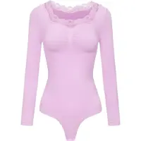 Cfab Muotoileva body 'Lace Bodysuit Sculpting Shapewear Longsleeve mit String' orkkidea