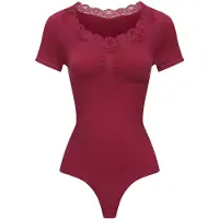 Cfab Muotoileva body 'Lace T-Shirt Bodysuit Sculpting Shapewear with String' vanha roosa