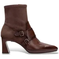 Hispanitas for woman. HI254304 Brown Atlanta Leather Ankle Boots (35), Beige, 5 to 8 cm, Buckle, Casual