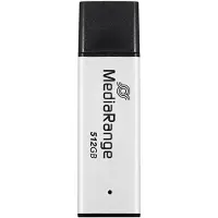 MediaRange MR1904 USB 3.2 Gen 1 Flash Drive, 512 GB, metal housing (silver-black), fast read speeds up to 250 MB/s, write speeds up to 160 MB/s, 59 x