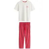 Next Pitkä pyjama 'Happy Holidays' keltainen / vihreä / punainen / valkoinen