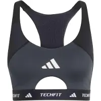 Adidas Urheilurintaliivit 'TECHFIT Workout Color Block Medium Support' grafiitti / musta / valkoinen