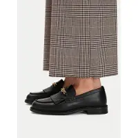 Tommy Hilfiger Th Chain Fringe Leather Loafer - Black - 37