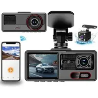 Mtp Products A16 3-kanavainen ajoneuvokamera - 1080p edessä, 720p matkustamossa/takana, WiFi, G-anturi - musta