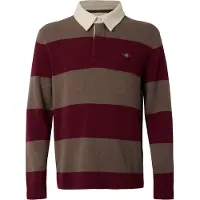 Gant Barstriped Lambswool Rugger - Burgundy - M