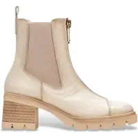 Hispanitas for woman. HI243636 Beige leather Chelsea ankle boots (42), 5 to 8 cm, Zip, Casual