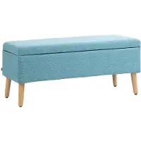 Aosom Pehmeä penkki säilytyslaatikolla Homcom 110x39x45cm, vaaleansininen/vaaleanruskea