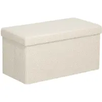Aosom Pehmeä säilytyslaatikolla varustettu penkki Homcom 76x38x38cm, kermanvärinen