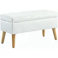 Aosom Pehmeä penkki säilytystilalla Homcom 80x35x40cm, valkoinen/vaaleanruskea