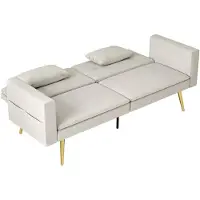 Aosom Sohvasänky Homcom 181x73x78,5cm, hiekan/kullan värinen
