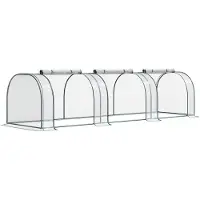 Aosom folio kasvihuone Kasvihuone ovella Kylmäkehys Kasvihuone Kasvihuone Taimitarha Teräs PVC Läpinäkyvä vihreä 350 x 100 x 80 cm